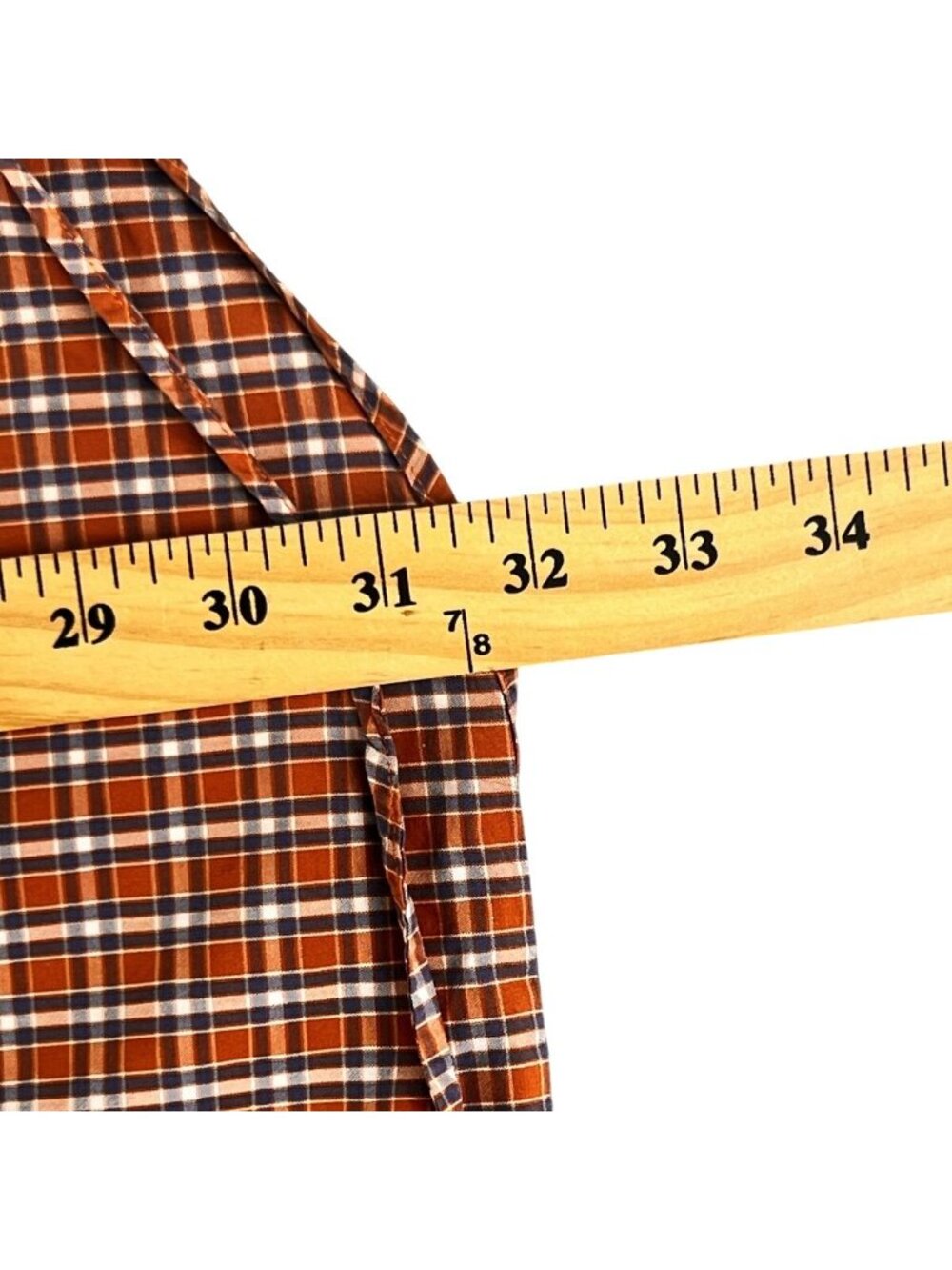 Faconnable Mens Large Shirt Orange Plaid Button Down Long Sleeve USA 100% Cotton - Picture 9 of 10